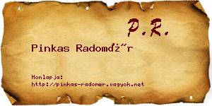 Pinkas Radomér névjegykártya