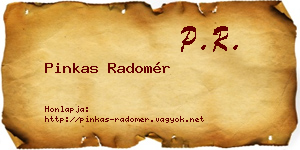 Pinkas Radomér névjegykártya